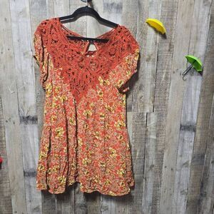 FREE PEOPLE FLORAL MARGOT PRINTED BABYDOLL PUFF SLEEVE DRESS FLAWED